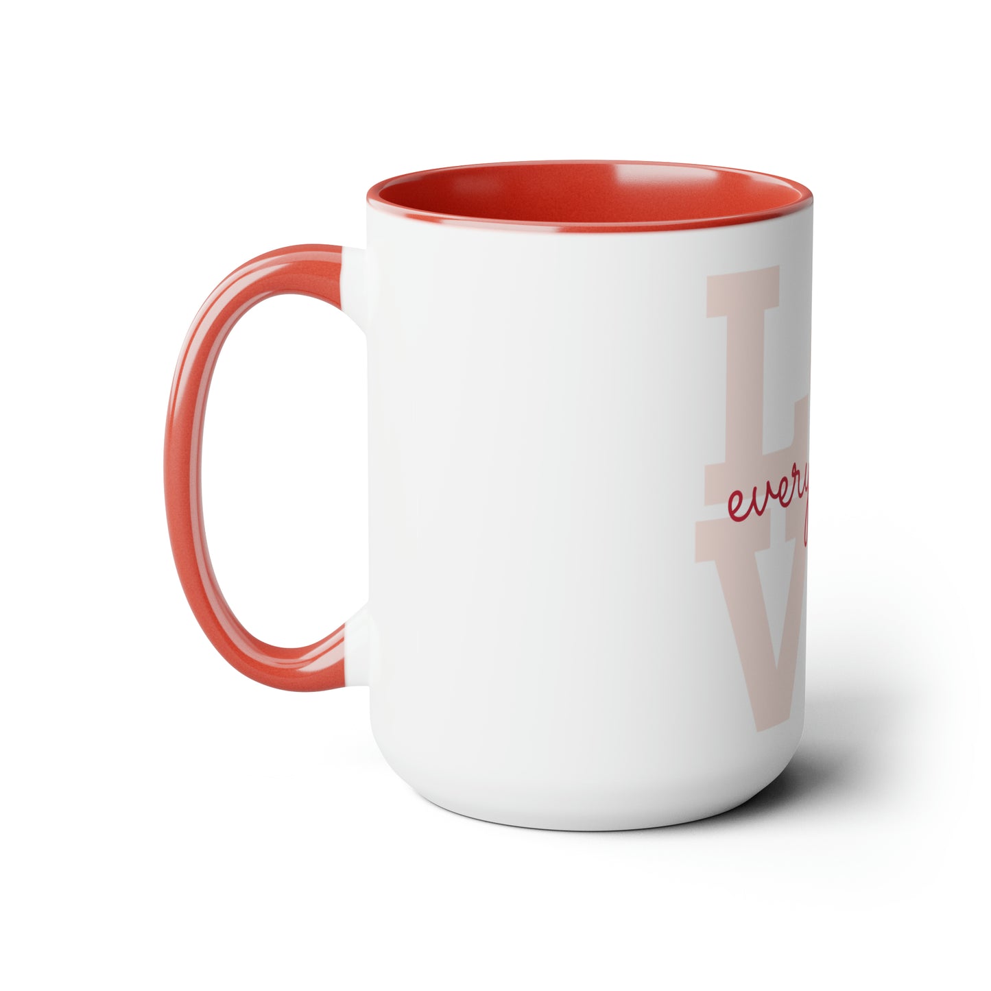 Two-Tone Love Coffee Mugs, 15oz
