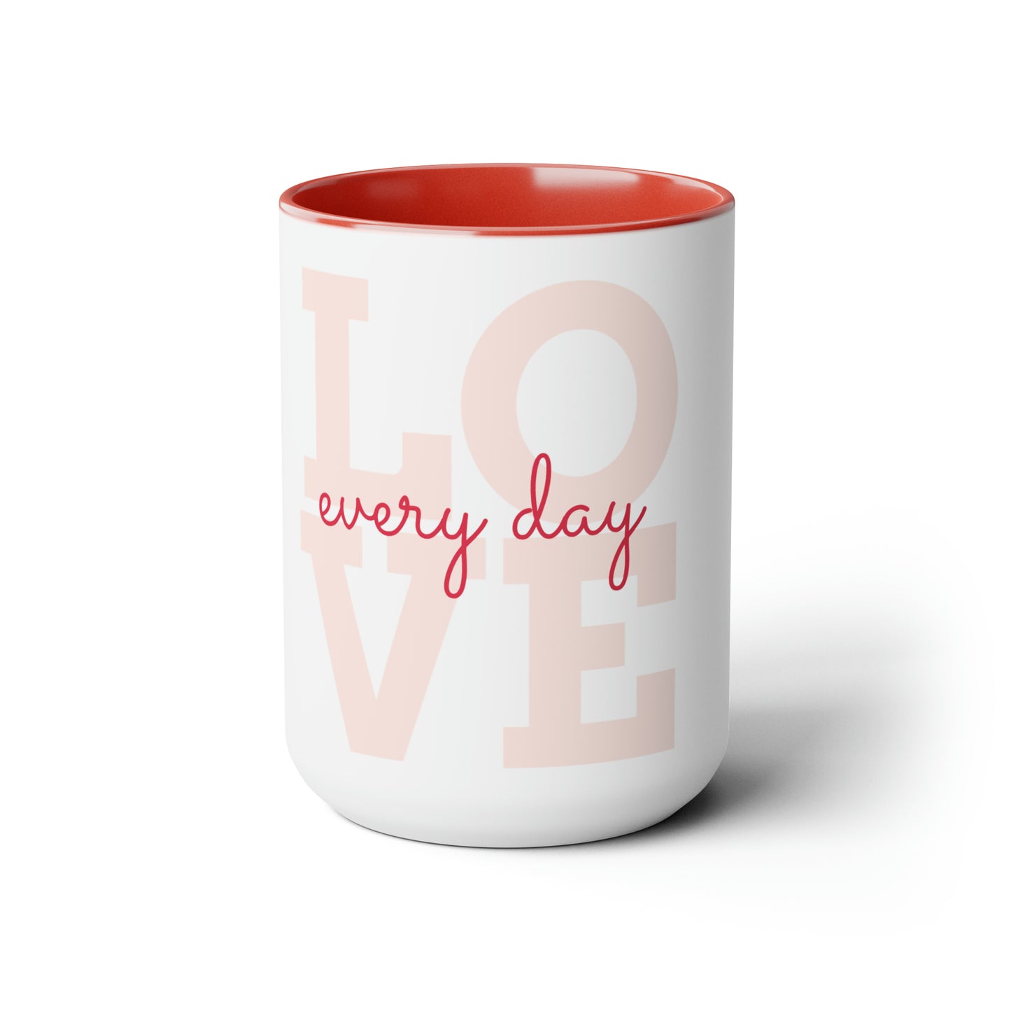 Two-Tone Love Coffee Mugs, 15oz