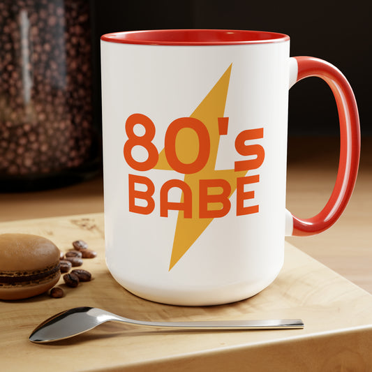 80's Babe - Two-Tone Coffee Mugs, 15oz