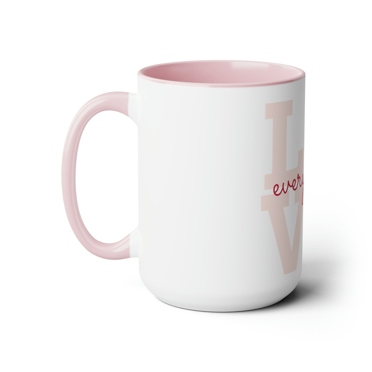 Two-Tone Love Coffee Mugs, 15oz