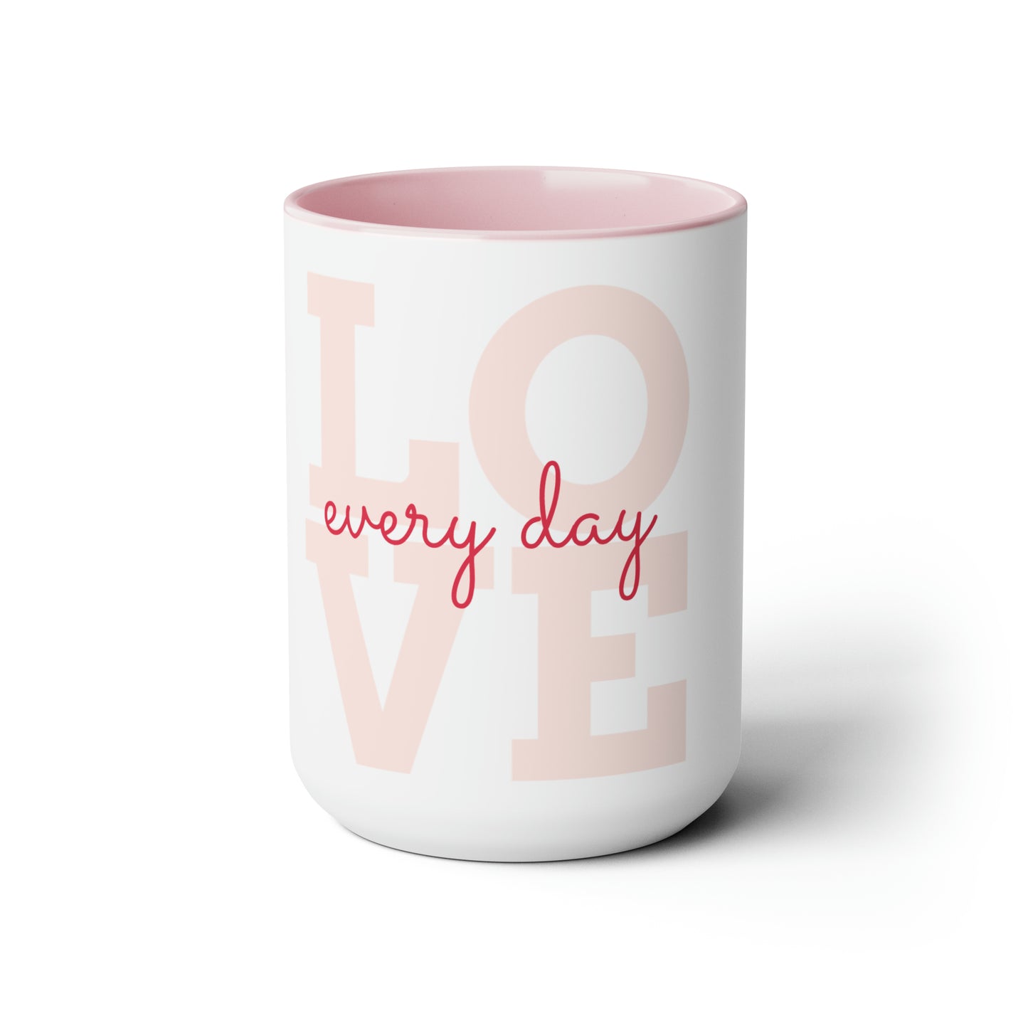 Two-Tone Love Coffee Mugs, 15oz