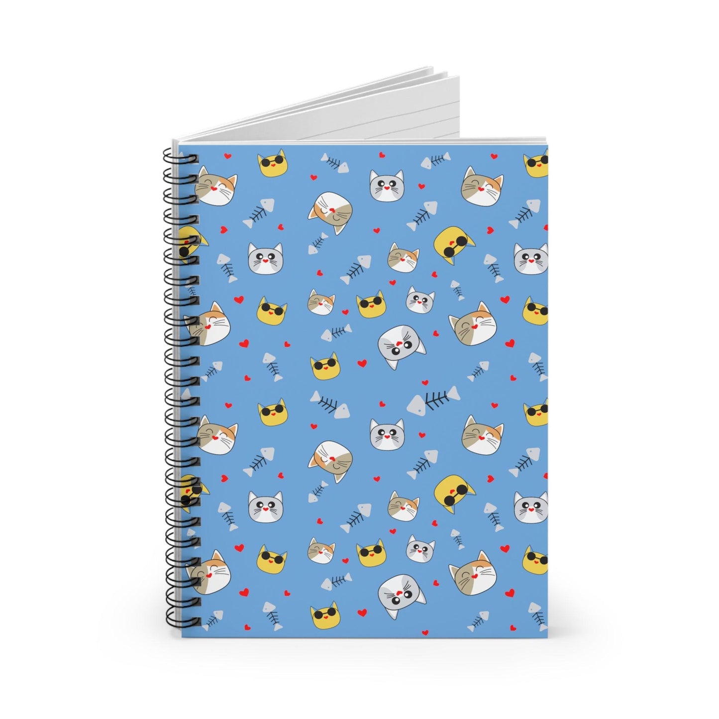Cute Cat Face Notebook - Ruled Line - Berryvine