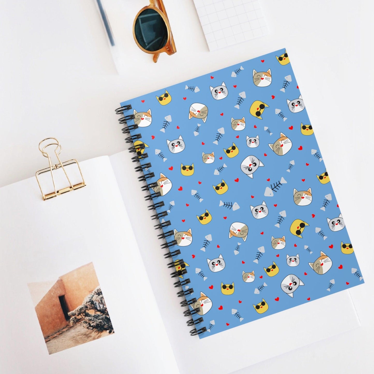 Cute Cat Face Notebook - Ruled Line - Berryvine