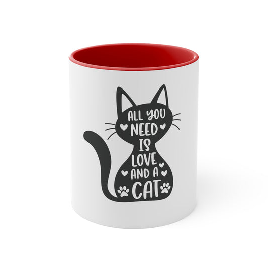 Love and a Cat - Accent Coffee Mug, 11oz